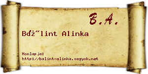 Bálint Alinka névjegykártya